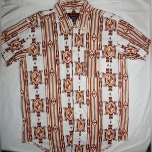 Roxk And Roll Denim Men's Brown Aztec Patterned Shirt Size Medium